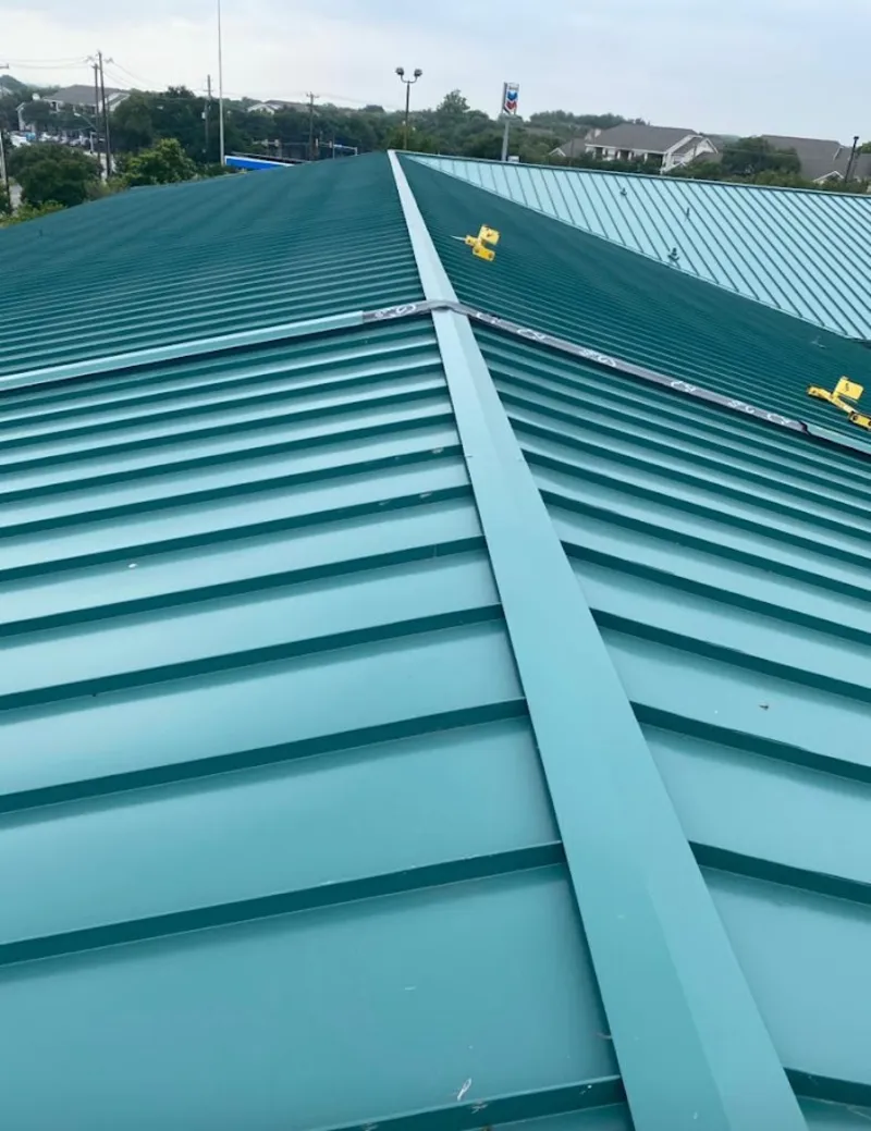 Green commercial metal roof ridge and valley for Metal Roof Repair in Buford